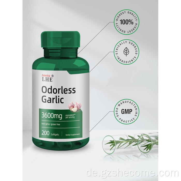Geruchsloser Knoblauch -Softgel 3600 mg 200 Softgele